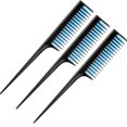 thumbnail image 1 of 3 Piece Triple Teasing Comb, Rat Tail Combs for Women, Tool Structure Tease Layers Rattail Comb, Rat Tail Comb for Back Combing Root Teasing, Adding Volume, Evening Styling (Black and Blue), 1 of 7