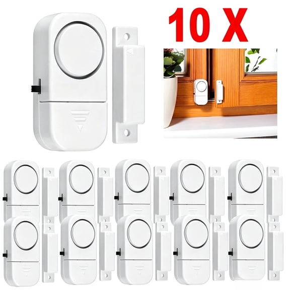 Pranra Magnetic Door Window Alarms 110dB Security Entry Sensors, 10 Count, 10 Pack