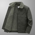 thumbnail image 4 of Herrnalise Men Casual Fashion Solid Turn-down Collar Zipper Padded Thermal Jacket Coat Olive Green, 4 of 8
