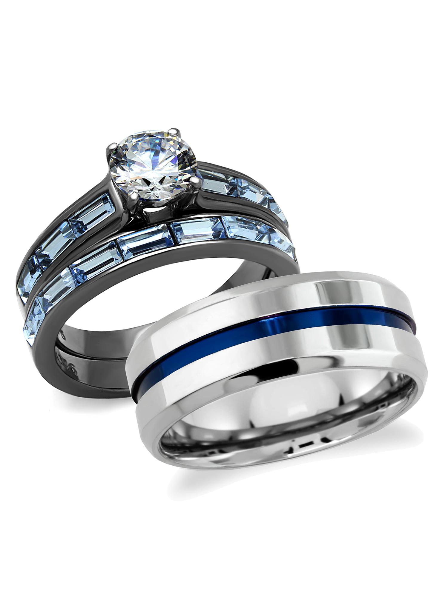 Bellux Style His and Hers Wedding  Rings  Set 316L 