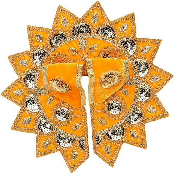 Ladoo Laddu Gopal Dress Cloth Bhagwan Poshak of Indian God Bal Krishna Dev Vastra for Metal Idol Statue (Size:- 4 No. Dia :- 8") (Yellow)