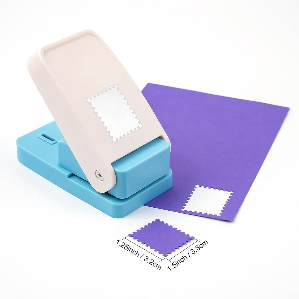 Stamp Puncher, 1.5x1.2 Inch Rectangular Postage Stamp Hole Punch, Lever Action Paper Stamps Cutter for Scrapbooking, Card Making, DIY Crafts Supplies,Photographic Paper (1.5 * 1.5"2pcs)