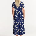 thumbnail image 6 of Viikei Women's High-Low Short Sleeve Dress,Women's Printing Casual Short Sleeve Crewneck Dress Flowy Tiered Maxi Beach Dress with Pockets Navy M, 6 of 6