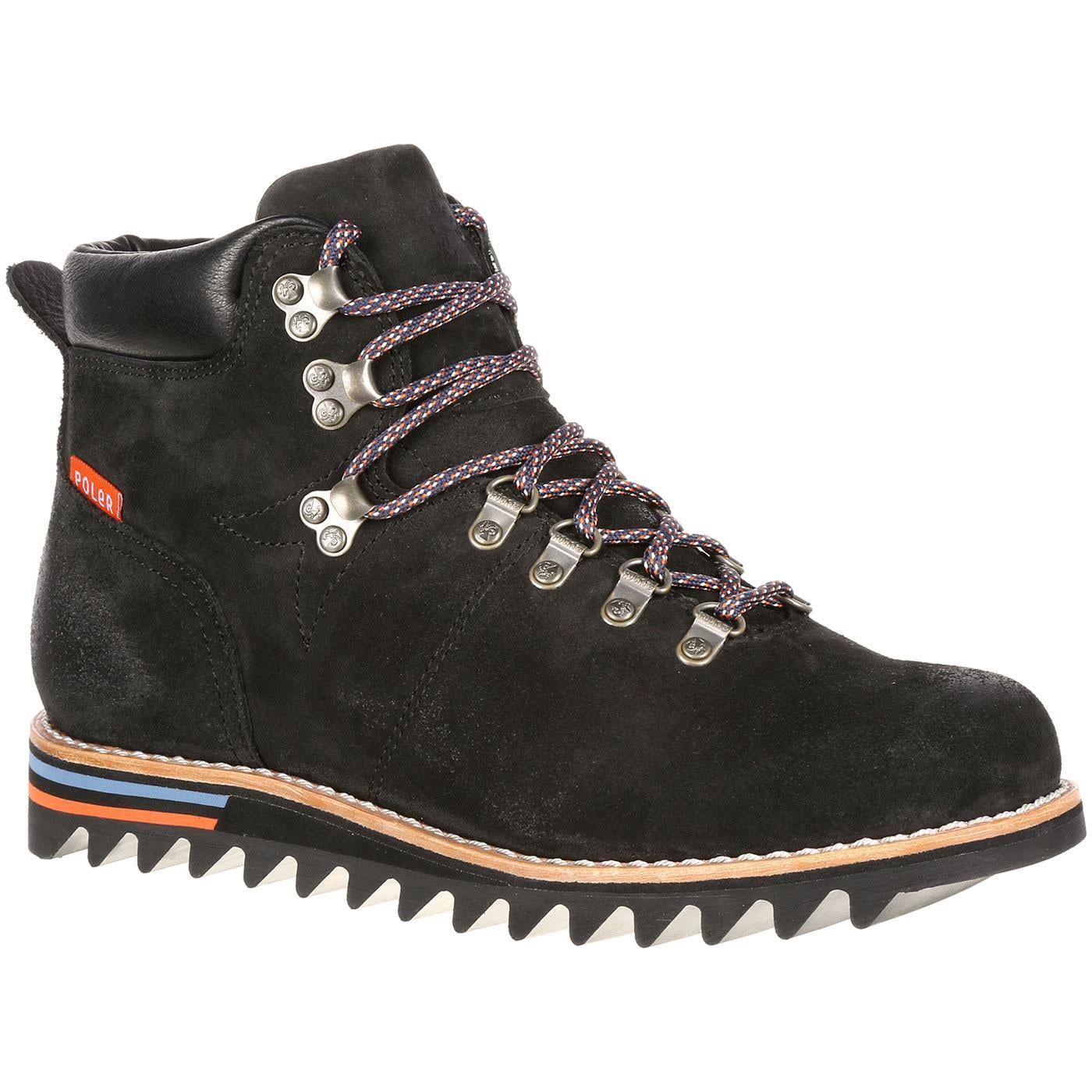 commander chunky sole lace up ankle boot in black