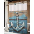 thumbnail image 4 of Nautical Anchor No Hook Shower Curtain Waterproof, Bathroom Curtains with Snap in Liners and See Through Top Window, Retro Farmhouse Blue Wooden Grain Hotel Style Bathtub Curtains Shower 48"Wx72"L, 4 of 8