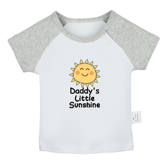 Daddy's Sunshine Funny T shirt For Baby, Newborn Babies T-shirts, Infant Tops, 0-24M Kids Graphic Tees Clothing (Short Gray Raglan T-shirt, 12-18 Months)