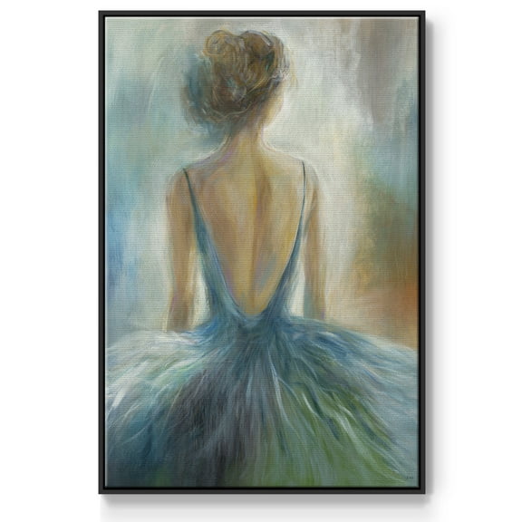 Lady in Blue Framed Premium Gallery Wrapped Canvas - Ready to Hang - 17 x 25 - Black Floating Frame