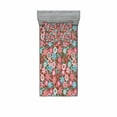 thumbnail image 2 of Floral Bedding Set with Sheet & Covers, Vibrant Bunch of Various Flower Petals Florets Shabby Form Illustration, Printed Bedroom Decor 2 Shams, 4 Sizes, Pink Brown and Teal, by Ambesonne, 2 of 3