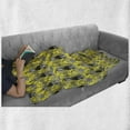 thumbnail image 6 of Grey and Yellow Soft Flannel Fleece Throw Blanket, Orietal Paisley Floral Design Ivy Swilrs Image, Cozy Plush for Indoor and Outdoor Use, 60" x 80", Charcoal Grey White, by Ambesonne, 6 of 6