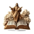 thumbnail image 2 of Estatua de Jesús acrílica decorativa para el hogar, suministros festivos con libro bíblico, adorno para chimenea, sala de estar, recuerdos de fiesta, 2 of 9