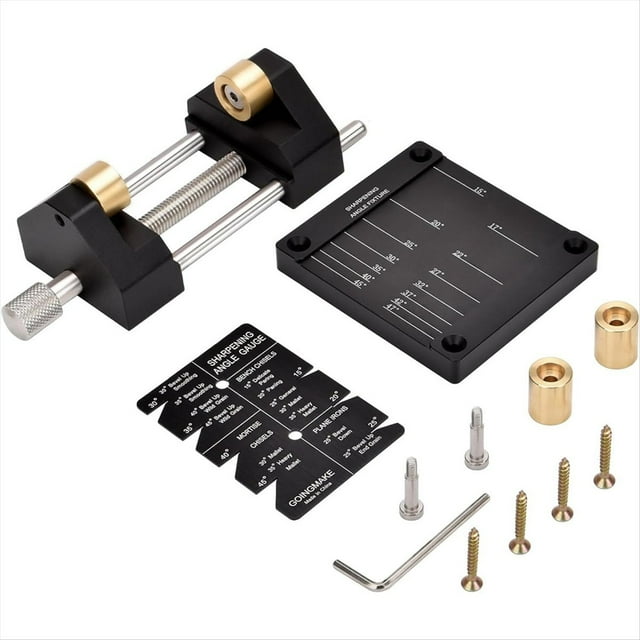 Herramientas Guía de Bruñido para Carpintería, Kit de Afilado de Cuchillas Planas y Cinceles, Guía de Bruñido, Accesorio de Ángulo y Calibre de Ángulo