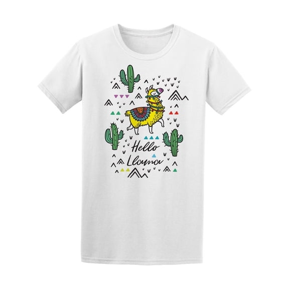 Colorful Hello Llama Doodle Tee Men's -Image by Shutterstock