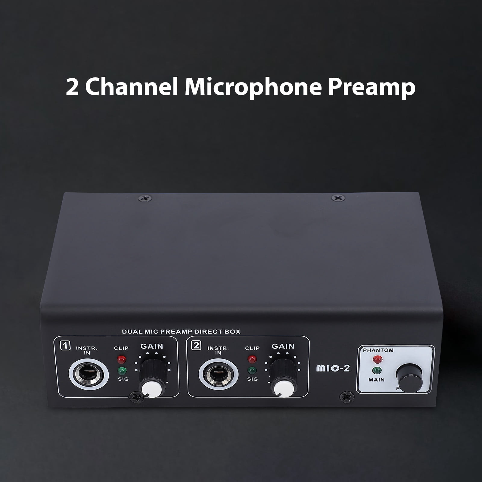 Yajisi 2 Channel Microphone Preamp Mic Preamplifier XLR Inputs Phantom Power Metal Shell for Recording Live Performances Black EU Plug (5.5 inches / 14 cm)