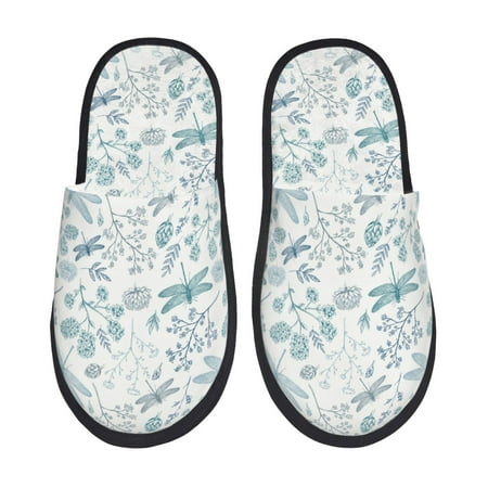 Balery Dragonfly Slient Indoor Furry Fleece Comfort House Shoes Soft Non-Slip Home Shoes Cotton slippers House Slippers-- Medium