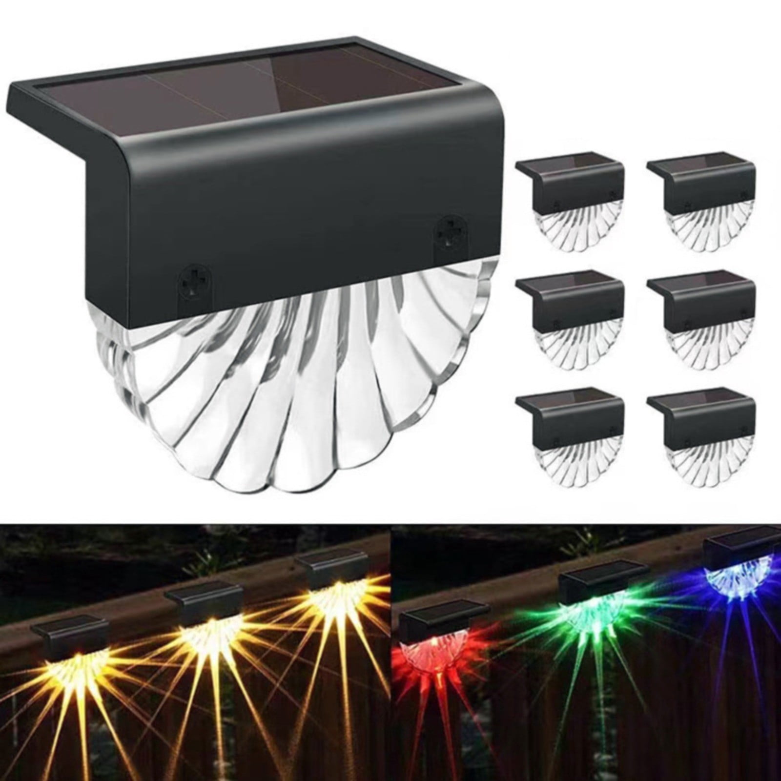 6 Solar Lights For Outdoor Garden LED Garden Lights For Patio Decoration Terrace Passageway Steps And Stairs 2 Mode LED Warm White/color Changing Lighting