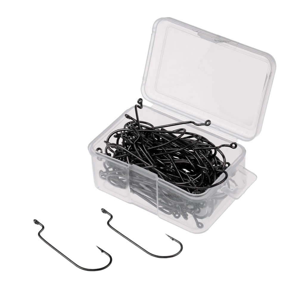 Details about   100x Worm Fishing Hook Carbon Steel Crank Fishhook 1/0,2/0,3/0,4/0 to Choose 