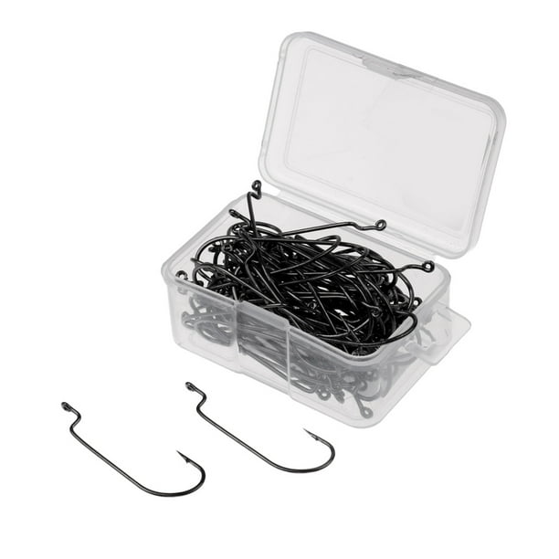 100 Pieces 1/0 High Carbon Steel Wide Fishhooks Fishing Bass Hooks 