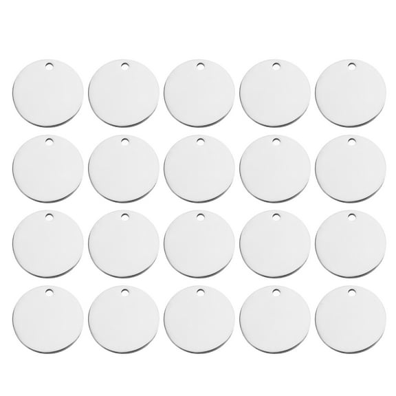 Uxcell 20pcs Metal Stamping Blanks, 25mm Round Stamping Tags Blanks Charm DIY Word Aluminum Steel Tag Pendants