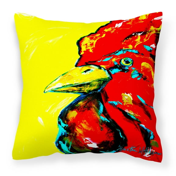 Carolines Treasures MW1138PW1414 Rooster Big Head Canvas Fabric Decorative Pillow  14Hx14W multicolor