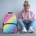 thumbnail image 3 of POLERO Adjustable Strap Backpack for School Work, Polyester Fabric Smooth Zipper School Bag, Rainbow Ocean, 3 of 10