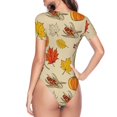 thumbnail image 4 of Daiia Rustic Harvest Time print Women's Crew Neck Short Sleeve Bodysuit Fashion Tops Fit Casual Basic Extender Bodysuit-X-Large, 4 of 9