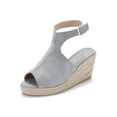 thumbnail image 5 of Frontwalk Womens Shoes Beach Platform Sandal Peep Toe Espadrille Wedge Sandals Casual Comfort Ladies Ankle Strap Buckle Light Gray 6, 5 of 9