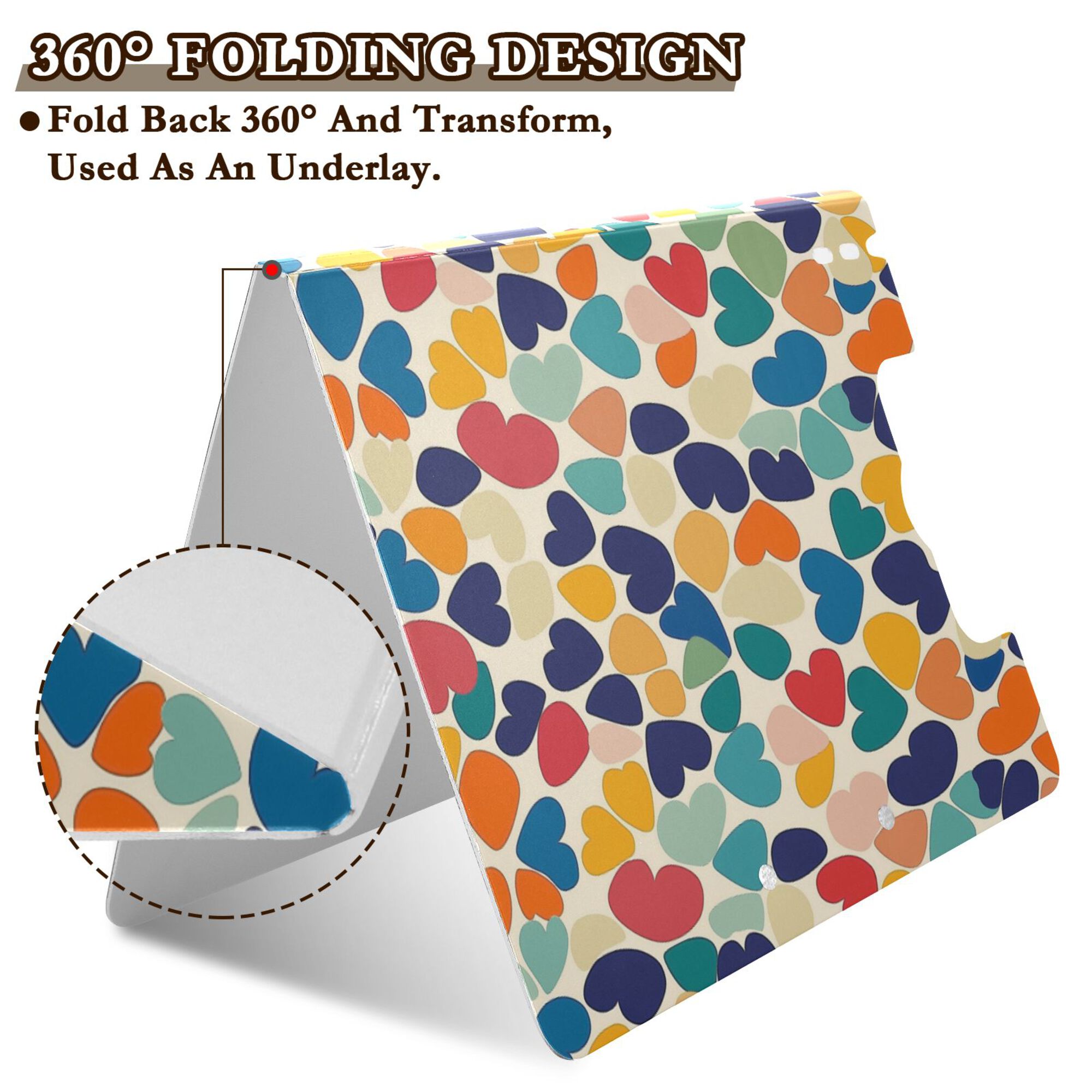 FORMRS A4 Clipboard Folder with Pen Holder Horizontal Foldable School Office Binder, Colorful Clover Pattern