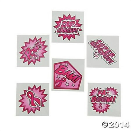 72 SUPERHERO Pink Ribbon TATTOOS - BREAST Cancer Awareness - Fundraiser GIVEAWAYS -