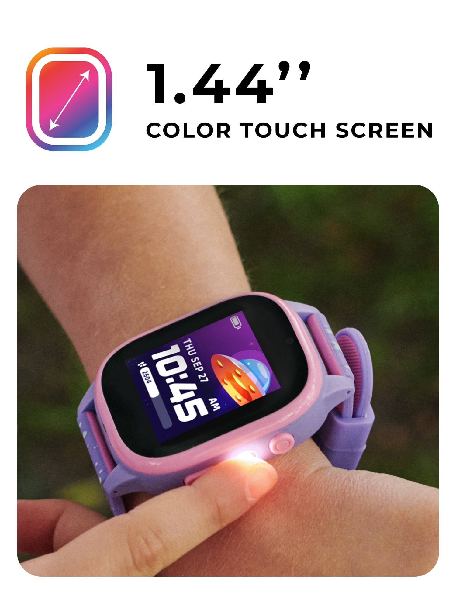 iTech Jr. 4 Kids Boys' Smartwatch with Camera, Audiobooks, and Games – Gray Case with Black Space Pattern Strap