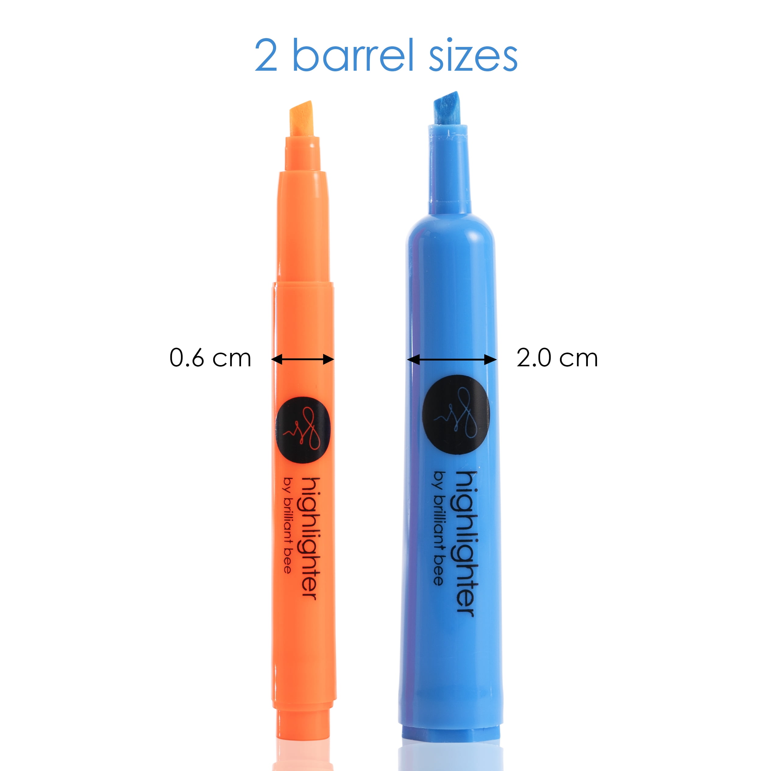 (2 pack) Brilliant Bee - 60 Highlighters - Low Odor, Chisel Tip - 2 Sizes, 6 Colors
