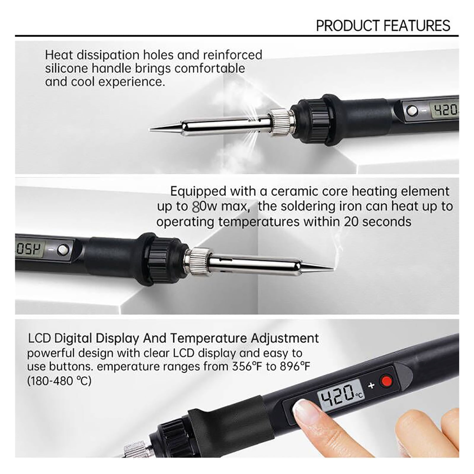 Digital Soldering Iron,80W Soldering Iron For Soldering Adjustable, Temperature Repair Rework Tool ,Accurate Temperature Control