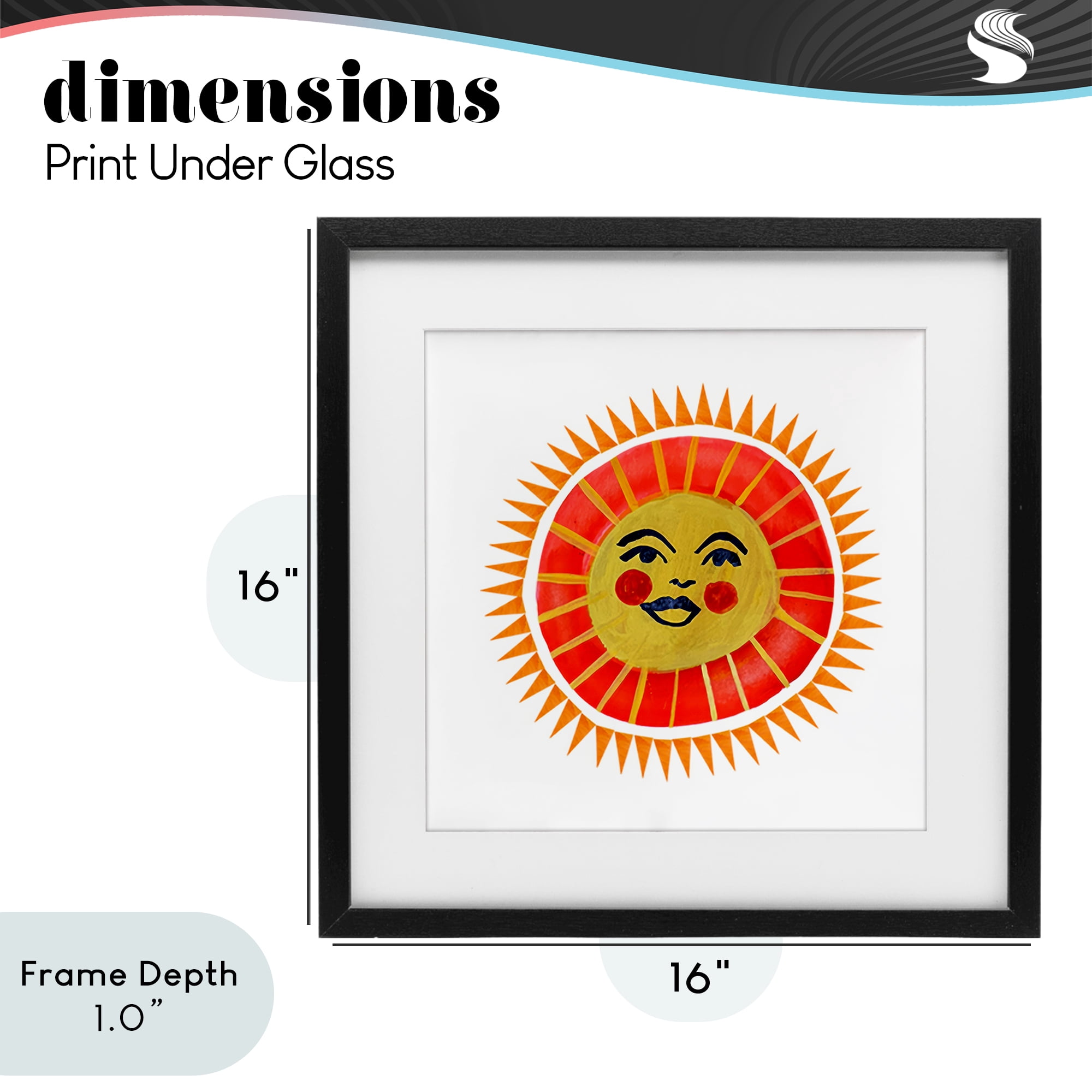 Stupell Industries Cheerful Boho Sun Black Framed Print Under Glass, design by Katherine Herrell Studio