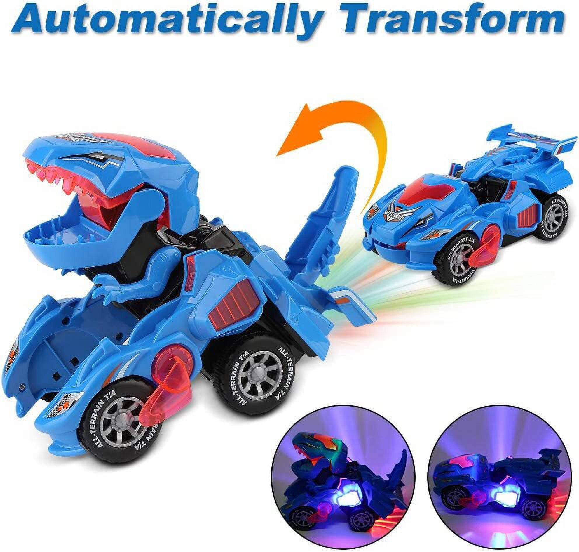 Hot Bee Transforming Dinosaur Car Toys,2 in 1 Automatic Dinosaur Transform Car Toy,Dinosaur Transforming Toy for Kids 3 Year Old and Up
