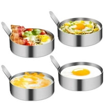 Stainless Steel Fried Egg Molds,Metal Egg Rings with Folding Handles,Non-Stick Pancakes Maker Mold,Round Baking Shaper,Kitchen Cooking Gadgets,for Breakfast Lunch Picnic 4 Pack