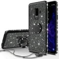 thumbnail image 2 of Galaxy S9 Case, Cute Glitter Ring Stand Phone Case with Kickstand, Bling Diamond Rhinestone Bumper Ring Stand Sparkly Luxury Clear Thin Soft Protective Samsung Galaxy S9 Case for Girls Women - Black, 2 of 6