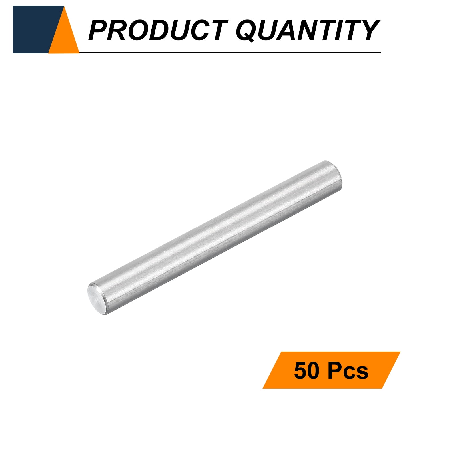 Uxcell 50pcs Dowel Pins M5(5mm) x 50mm 304 Stainless Steel Cylindrical Shelf Support Peg Pin Rod Fasten Elements for Metal Devices Wood Furniture DIY Installation, Silver