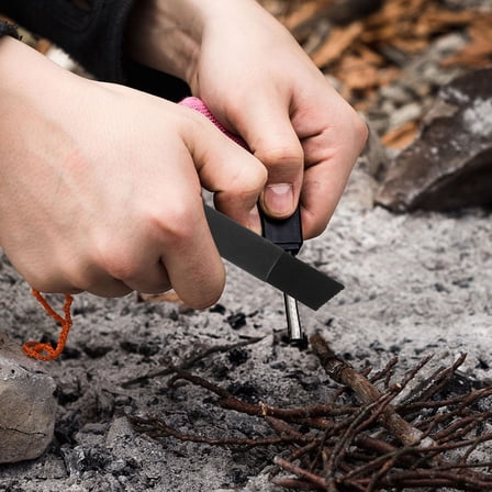 LEORX 20Pcs Black Stainless Steel Fire Starter Scraper for Camping Use