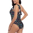 thumbnail image 4 of Gukieu Shells and Seaweed Print One-shoulder Ruffled One-piece Swimsuit with Removable Chest Pads and Tummy-control Swimsuit for Women-X-Large, 4 of 6