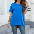 thumbnail image 6 of Breezora Oversized Button Down Pocket Tee for Women Stylish Casual Short Sleeve Top with Loose Comfortable Fit M Size Blue, 6 of 9