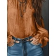 thumbnail image 3 of Women's Autumn Clothing, 1pc Cold Shoulder Printed Vintage Floral Chiffon Blouse, Semi-Sheer Long Sleeve Top Suitable For Summer And Autumn Wear,, 3 of 4
