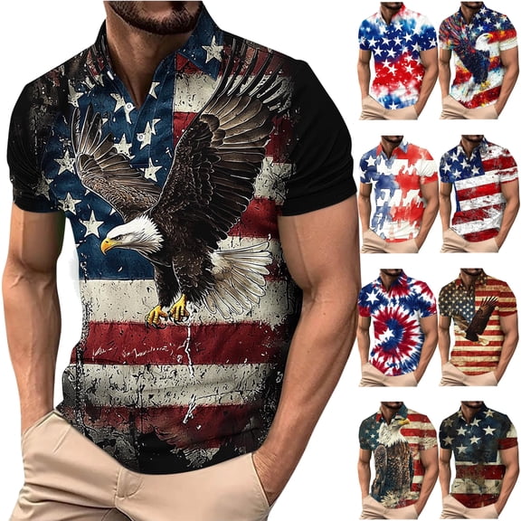 UVEASISHA Patriotic Polos Shirts for Men Mesh Short Sleeve 4th of July Golf Shirt Distressed American Flag Print Collared T-Shirts Big and Tall Athletic Workout Shirts Pink L