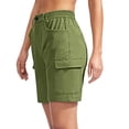 thumbnail image 5 of Hurxie Women's Lightweight Hiking Cargo Shorts with Pockets-8" Inseam Athletic Shorts for Golf Casual Green,2XL, 5 of 7