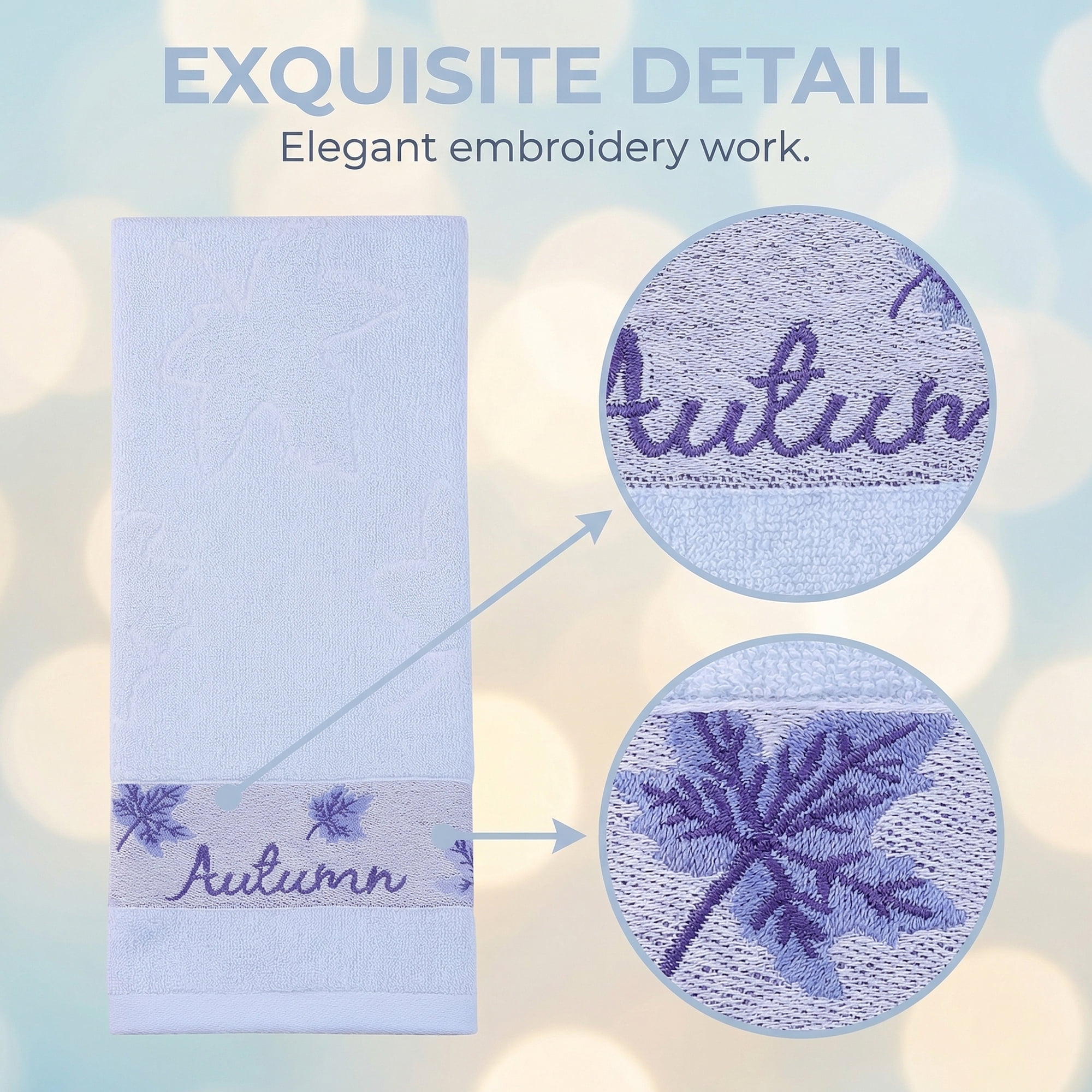 Unique Bargains Maple Leaf Jacquard Soft Absorbent Quick Dry Towels Blue 2pk