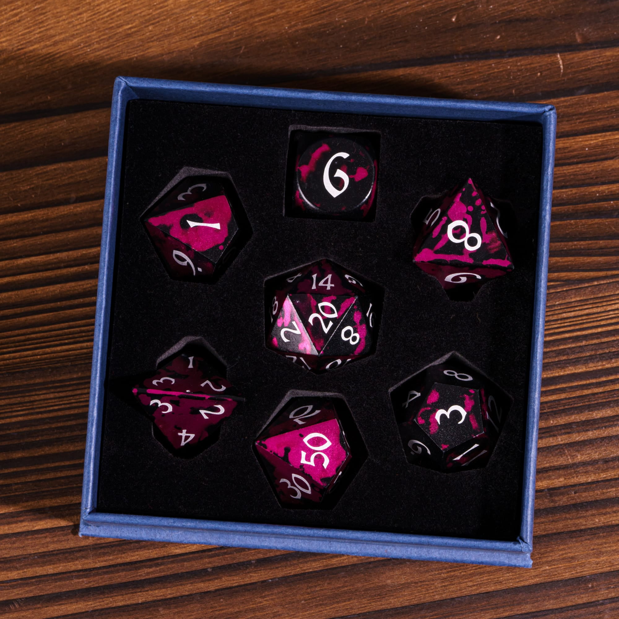 Cusdie 7-Die DND Dice Set - Premium Aluminum Metal Dice Polyhedral D&D Dice Set for Dungeons and Dragons TTRPG Role Playing Games