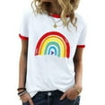 thumbnail image 1 of Offre à Durée Limitée Iumwxz Tunique Décontractée à Garniture Côtelée Coupe Classique T-Shirt T-Shirts Chemises pour Femmes Imprimé Arc-en-Ciel Blouse Manches Courtes Col Rond Tuniques Hauts pour Dames Articles en Liquidation Costume, 1 of 4