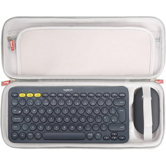 Shockproof Carrying Case Fits for Logitech K380 Wireless Keyboard + M355 Pebble Mouse Combo, with Mesh Pocket