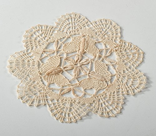 Square Beige Gold 6 Pieces 10" Embroidery Handmade Rhine Stone Doily Doilies 