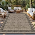 thumbnail image 2 of Beige Boho Outdoor Rug for Patio/Deck/Porch, Non-Slip Large Area Rug 6 x 9 Ft, Vintage Floral Abstract Art Ethic Tribe Indoor Outdoor Rugs Washable Area Rugs, Reversible Camping Rug Carpet Runner, 2 of 8