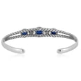 thumbnail image 4 of Sterling Silver Genuine Lapis 3 Stone Friendship Cuff Bracelet Size Small - Large, 4 of 8