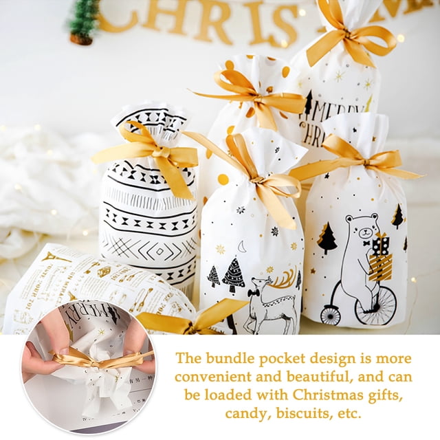 20pcs Christmas Reusable Drawstring Bags Gift Candy Wrap Present Gift Party Bags